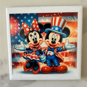 Mickey and Minnie Patriotic 4x4 Tile coaster